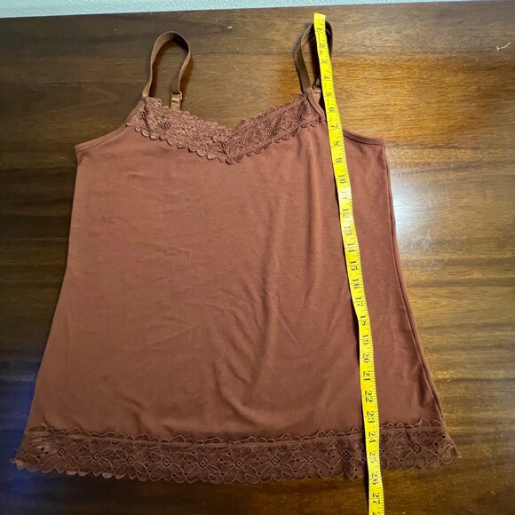 Cato Brown Lace Trim Cami Stretchy Undershirt Classic Capsule Lightweight 14/16W - Picture 7 of 8